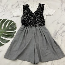 Miss Donby Womens Vintage 90s Romper Shorts Size 14 Black Gray Vest Embr... - €24,56 EUR