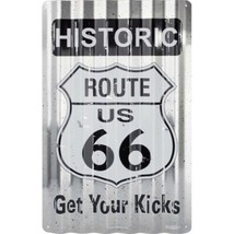 18&quot; route 66 highway historic sign corrugated metal street parking sign usa - £23.69 GBP