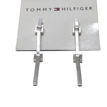 Tommy Hilfiger Pierced Earrings Silver Tone Dangle Drop 2 1/2&quot; NWT - £11.86 GBP