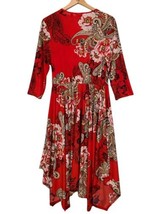 Mlle Gabrielle Womans 1X Floral Print Midi Dress Faux Wrap Asymmetrical Hem - £14.99 GBP