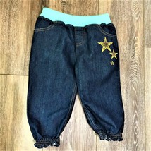 Toddler Girl&#39;s Blue Jeans Size 4T COOGI Mint Green Waist Band Gold Embroidery - £3.85 GBP