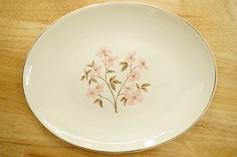 Edwin Knowles Semi Vitreous Pink Dogwood Gold Trim Oval Platter Vintage ... - $34.64