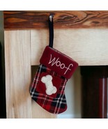 Dog Christmas Stocking “Woof&quot; Puppy Pet Red &amp; Black Plaid Bone Mini 7&quot; NEW - £7.76 GBP