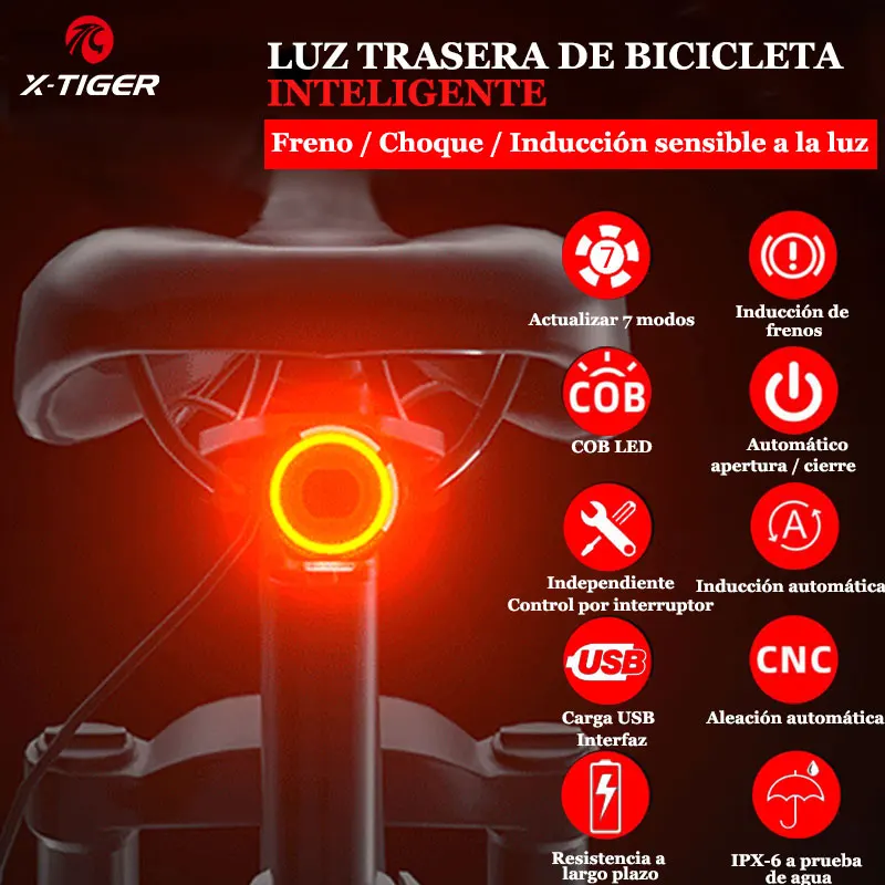 X-Tiger Smart Bike Tail Lights Auto On/Off Sensor Waterproof Bike Lights for - £18.93 GBP+