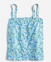 New J Crew Women Liberty Blue Floral Smocked Tank Top Button Front Placket Sz S - £31.13 GBP