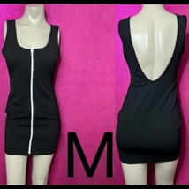 Black / White Front Zipper Tank Mini Dress   Size M - $22.44