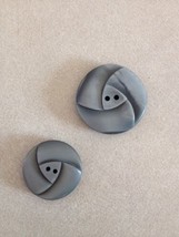 Pair Vintage Art Deco Gray Textured Geometric Plastic Two Hole Buttons 2... - $13.99