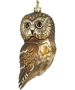 Northern Saw Whet Owl Blown Glass Handcrafted Bird Christmas Ornament NIB - £18.17 GBP