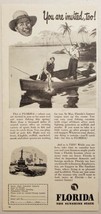 1947 Print Ad Florida the Sunshine State Men Fishing in Boat in Lake - £9.28 GBP