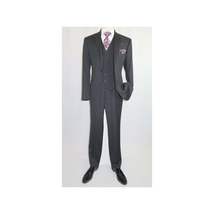 Men Suit ADOLFO 3Pc 100% Soft Wool Vested Business Formal 2 Button 1608 Charcoal image 3