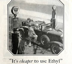 Ethyl Gasoline Co 1928 Advertisement Lithograph Classic Car Gas Pump DWCC5 - $562.22 MXN
