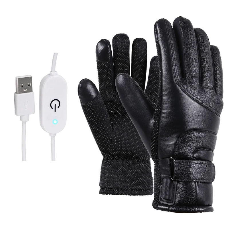 Windproof Cycling Warm Gloves Full Finger Electric Heating Thermal Glove for Man - £22.02 GBP