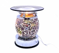 Mosaic Cracked Glass Aroma Touch Activation Diffuser Warmer with Dish for Oils a - £19.04 GBP