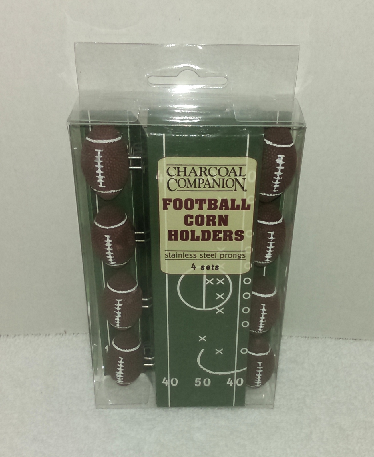 Charcoal Companion Football Corn Holders Stainless Steel Prongs - 8 Ct./4 Pair - $3.95