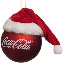 Kurt Adler Coca-Cola Ball with Santa Hat Ornament Standard - £10.09 GBP