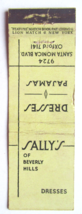 Sally&#39;s of Beverly Hills - California Clothing Store 20 Strike Matchbook Cover - £1.37 GBP