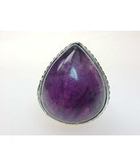 HUGE AMETHYST Vintage Ring in STERLING Silver - Size 7 3/4 - £76.40 GBP