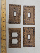 24LL38 CAST IRON SINGLE GANG COVER PLATES, NO SCREWS, ONE IS A BIT RUSTY... - £14.60 GBP