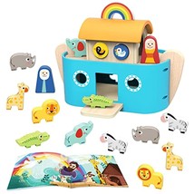 Noah&#39;S Ark Toys For Toddlers Wooden Animal Shape Sorter Toys, Baptism Gifts For  - £43.29 GBP