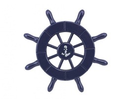 [Pack Of 2] Dark Blue Decorative Ship Wheel With Anchor 6&quot; - £38.41 GBP