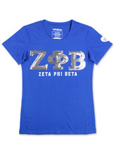 Zeta Phi Beta Sorority Royal Blue Short Sleeve Sequin T-Shirt - £31.33 GBP