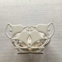 Vintage plastic white wedding bells shower party favor nut candy holder - $19.75
