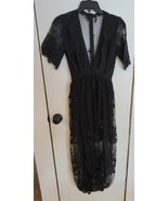 Womens S San Joy Black Lace Deep V-Neck Dress - €24,64 EUR
