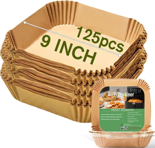 Large Air Fryer Disposable Paper Liners Square 9 Inch, 125 Pcs Parchment... - $17.65