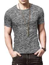 Men&#39;s Heathered Casual Round Neck T-Shirt - $22.94