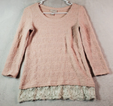 LOFT Sweater Womens Size XS Light Pink Polyester Long Casual Sleeve Round Neck - £14.19 GBP