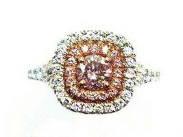 18K White and Rose Gold Ring with GIA Certified Purple Diamond in Center - £7,823.55 GBP
