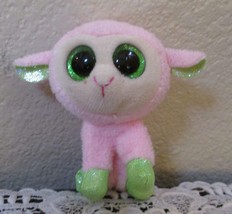 Ty Basket Beanies Baby The Pink Lamb Big Green Sparkle Eyes NO TAGS - £4.66 GBP