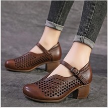 Women Sandals New Spring Single shoes Leather Handmade Retro Mother Women Sandal - £77.66 GBP