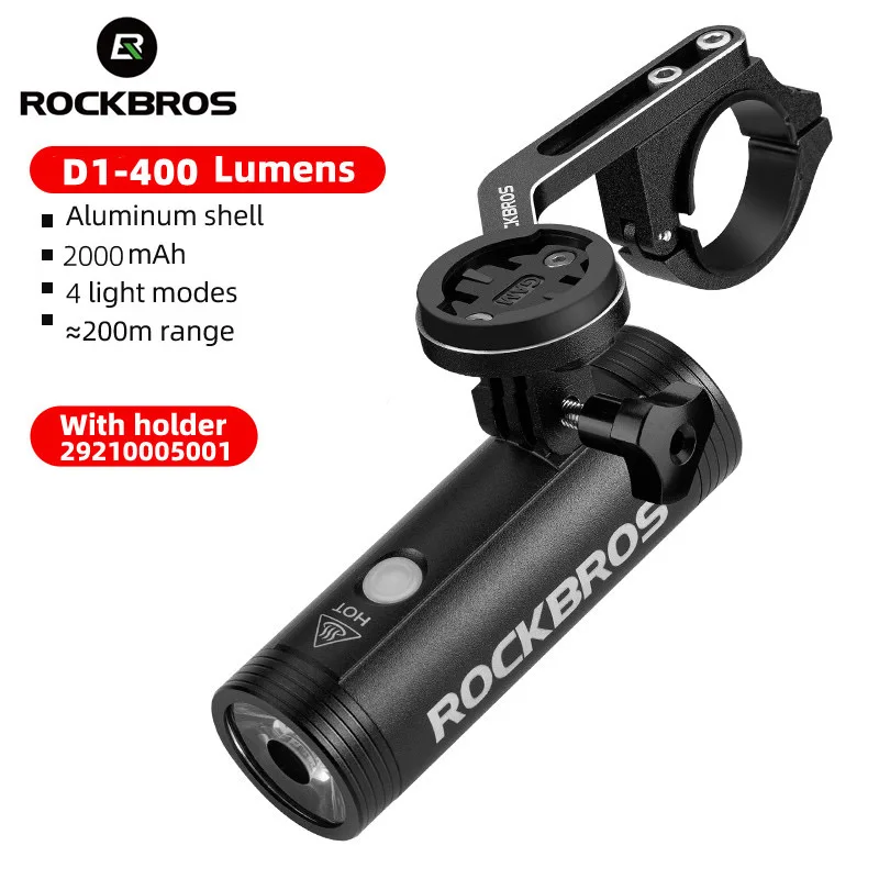 ROCKBROS 400/800/1000LM Bike Light USB Rechargeable Cycling Headlight Garmin - £18.99 GBP+