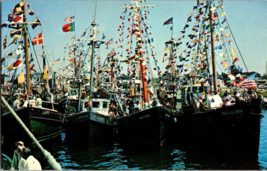 Flags Flying Fishing Vessels Blessing Fleet Southern New England Postcard (B3) - £3.83 GBP