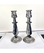 Black and Gray Marble Set of Candlesticks 8&quot; - £35.20 GBP