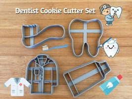 Dentist Set of 4 Cookie Cutters | Dentist Medical Coat | Tooth | Toothbr... - £3.92 GBP+