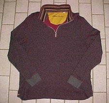 Robert Graham Dark Brown 1/4&quot; Zipper 100% Cotton Long Sleeve Fleece Pullover 2XL - $36.77