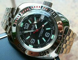 Russian Mechanical Automatic Wrist Watch Vostok Amphibian Diver 710640 - £94.90 GBP