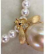 Giant 15.5mm Golden South Sea Baroque Pearl Pendant Japanese Bee Clip-On... - $273.00