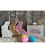 4 Pcs Set Bunny Colors Rustic Wood and Mini Sign #MNHS - £19.16 GBP