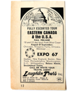 1967 Montreal Universal Expo Advertisement Vintage Laughlin Tours Canada... - €21,30 EUR