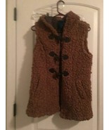 Go Coco Toggle Button Vegan Fur Vest Jacket Brown Women&#39;s Size Large - $32.98