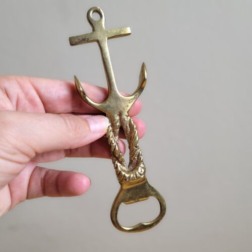 Primary image for Vintage Solid Brass Nautical Anchor Bottle Opener 5.5" Man Cave Bar Barware 