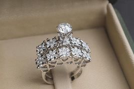 2.00 Ct Round Cut Diamond Bridal Ring Sets Wedding Band 14K White Gold Finish - £104.31 GBP