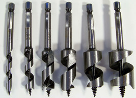 6pc STUBBY Short Wood Boring Auger Drill Bit Set Tight Access only 4&quot; Bi... - $19.99