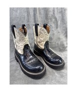 Ariat Fatbaby Cowgirl Boots Womens 7.5B Black Croc Leather Tan Shaft Wes... - $88.29 CAD
