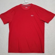 Under Armour Shirt Men&#39;s Size L Large Activewear Red Heat Gear Short Sleeve - $11.87