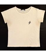 Brandy Melville Lightning Bolt Embroidered Tee Made in Italy One Size Cream - $128.60 MXN