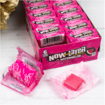 Now and Later Watermelon Candy Chews Box of 24 Packs 6pc bars Bulk Taffy 1.40 LB - £12.02 GBP